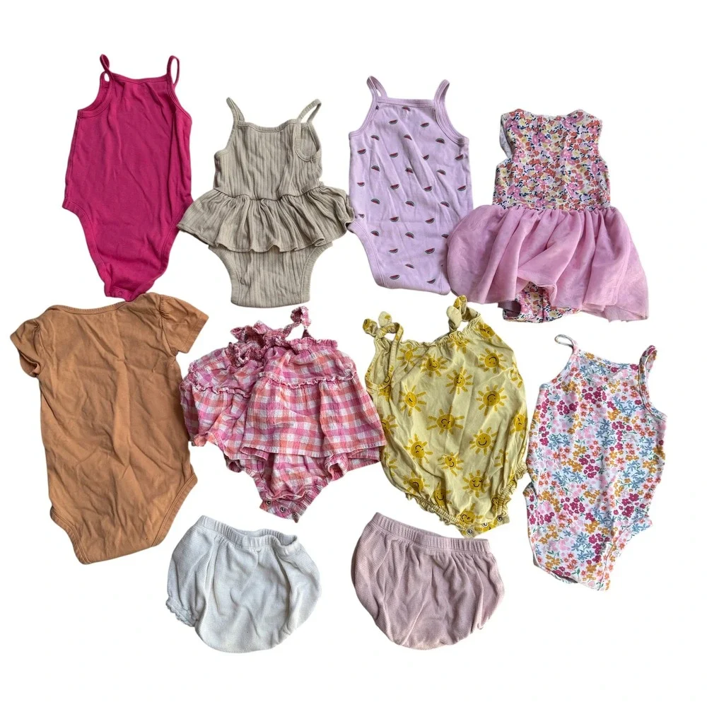 Baby Girl 12-18M Romper Bodysuit Bloomer Bundle Pink Yellow Summer‎ Floral 10pc